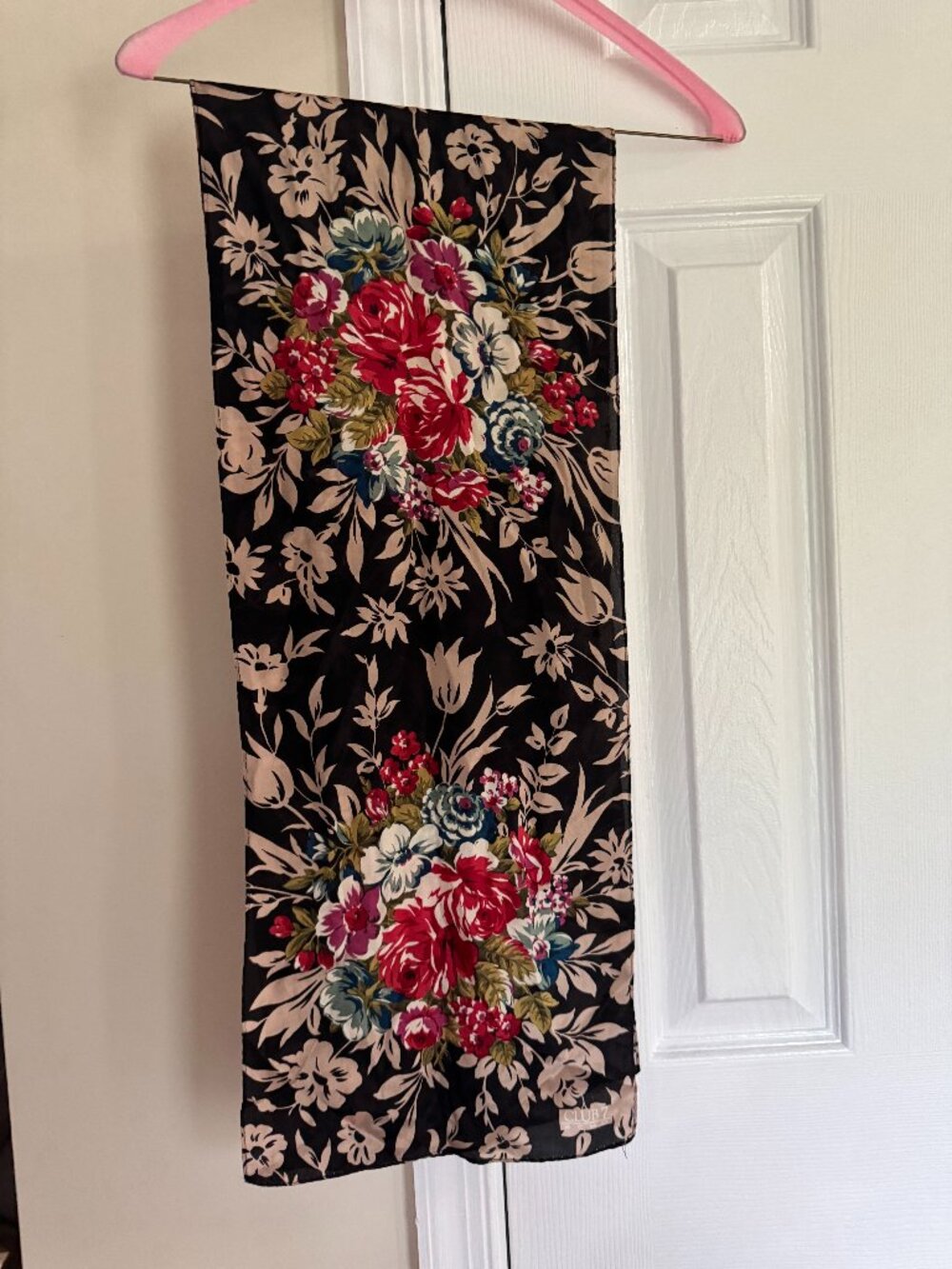 Echo Club 7 Vintage Bold Floral Print Silky Scarf Multicolor Rectangular Scarf
